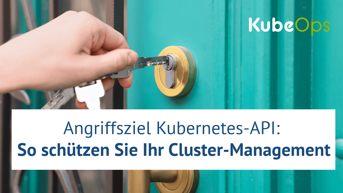 Eine Hand steckt einen Schlüssel in ein Türschloss. Das Bild symbolisiert API-Sicherheit und veranschaulicht das Thema: 'Angriffsziel Kubernetes-API: So schützen Sie Ihr Cluster-Management vor Cyber-Bedrohungen'.