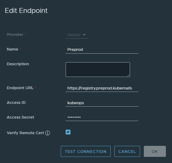 Harbor Registry Endpoint