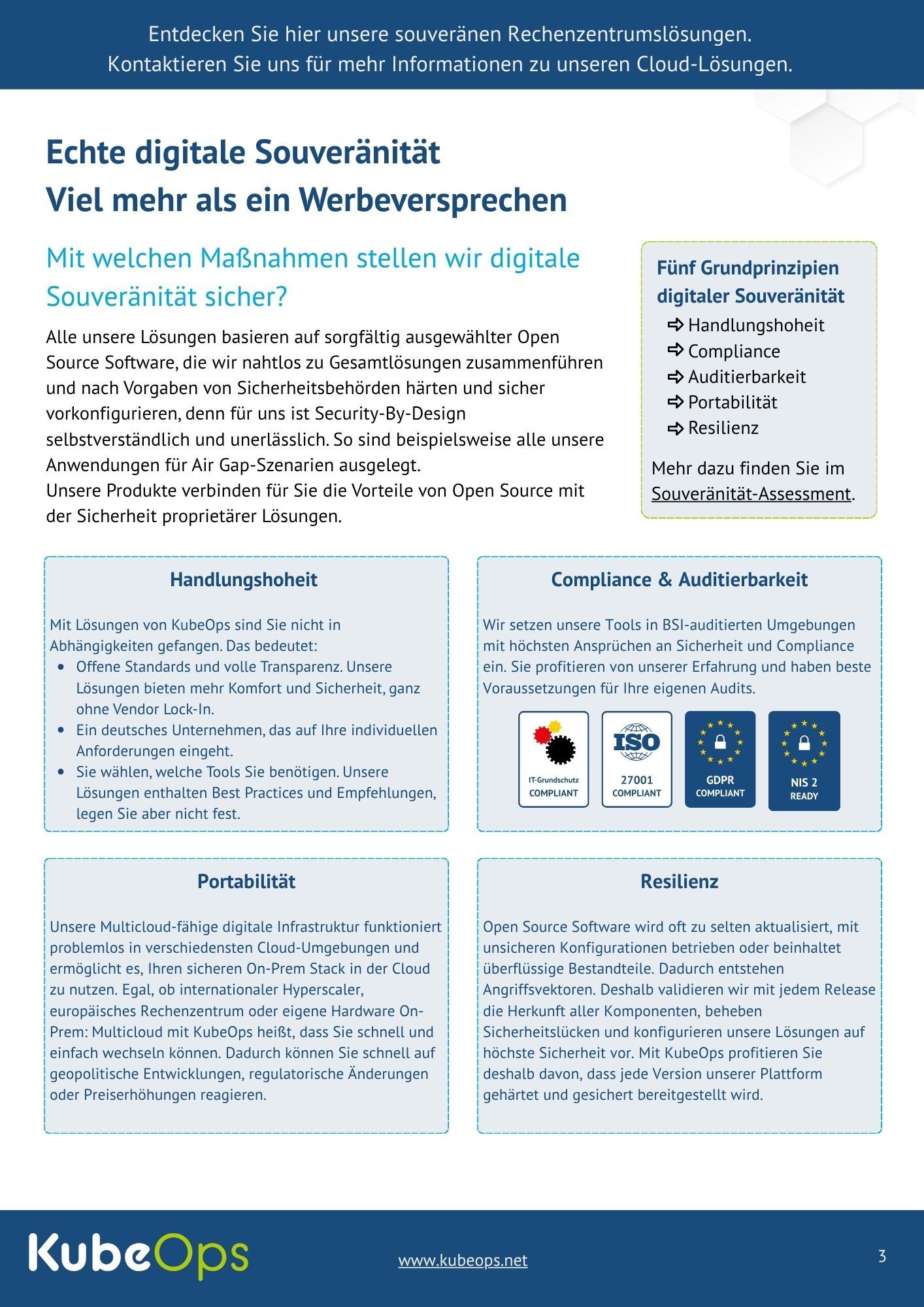 Titelbild des One Pagers  Ihre Kubernetes-Infrastruktur. Unsere Expertise.