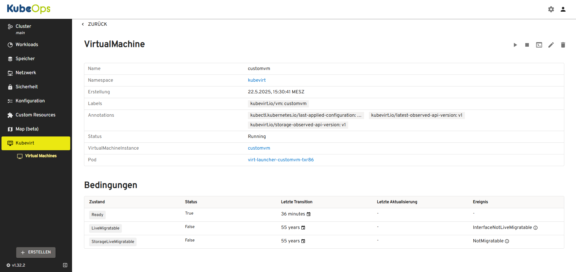 Picture of our KubeOps VM Dashboard