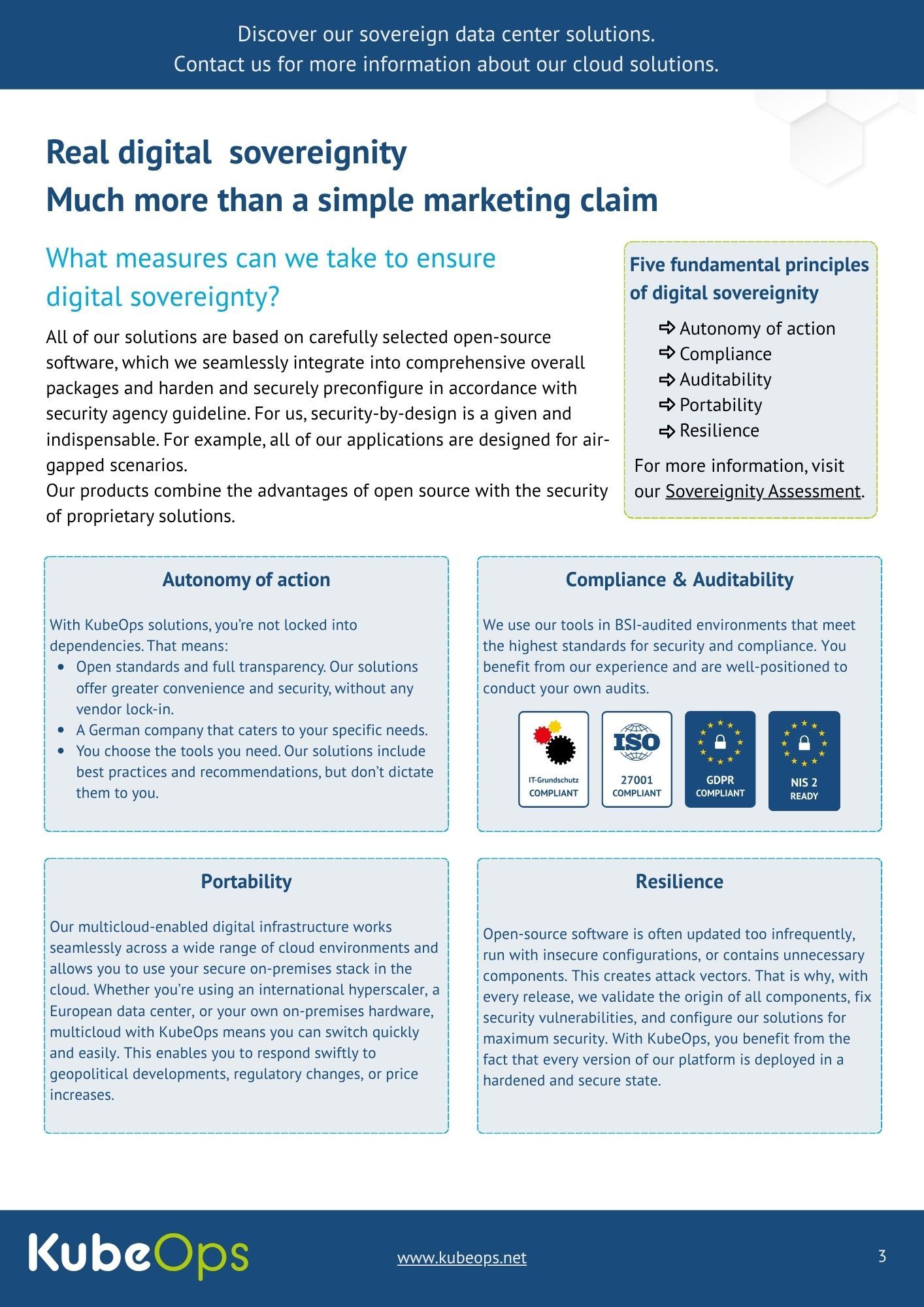 Second page of the one pager Your Kubernetes Infrastructure. Our Expertise.