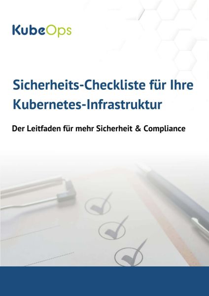 Coverbild der Sicherheits-Checkliste für Kubernetes-Infrastruktur mit KubeOps-Logo und Checklisten-Grafik.