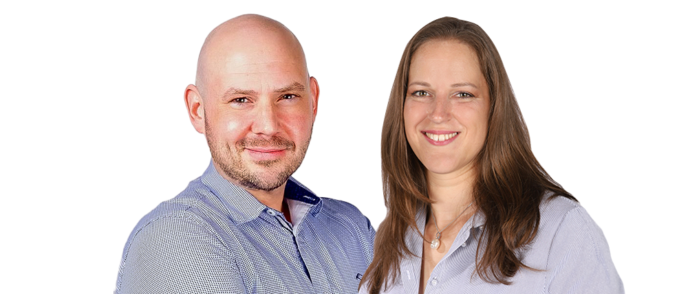 Bild von Head of Sales Dennis Helmchen und Account Managerin Gabriella Balogh