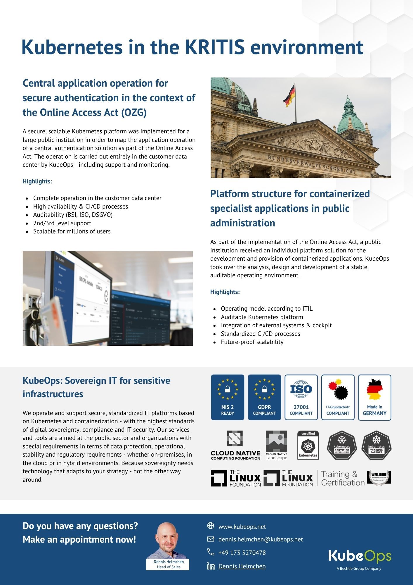 Page with introduction of the One Pager Sovereign cloud infrastructures - made in Germany